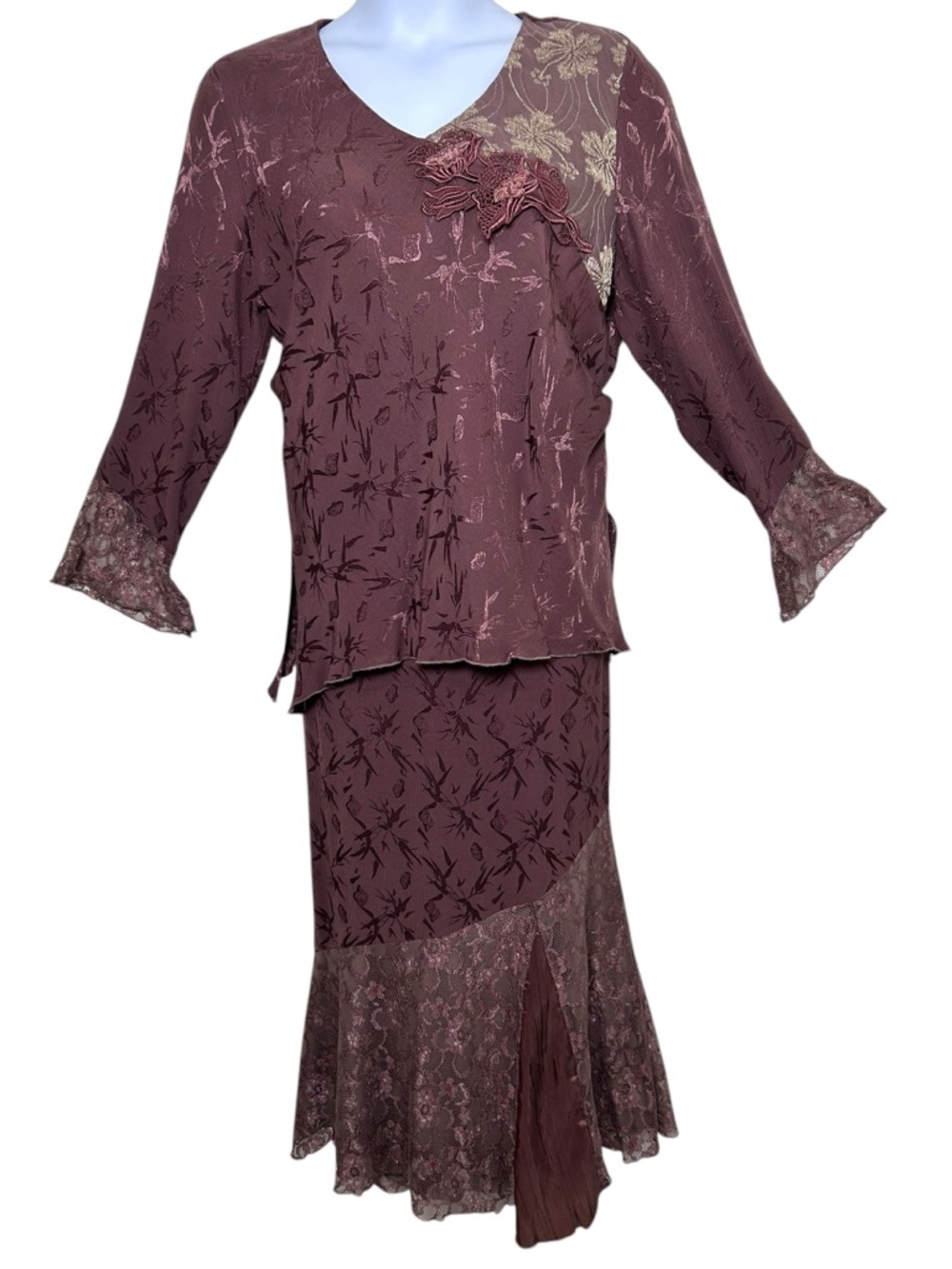 Spencer Alexis brown 2 piece skirt set size large READ Victorian 
 Asian vintage